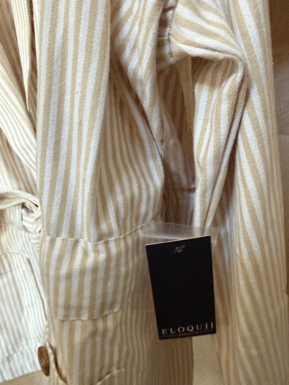 Eloquii Cream and White Striped Tie-Waist Blazer Sz 18 - Picture 8 of 12